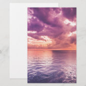 オーシャンサンセットの感動的な名言 便箋 (正面/裏面)