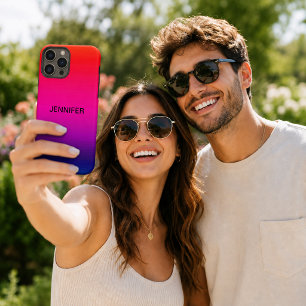 オーシャンサンセット ブルー パープル レッド アートブレンド 名前入り SAMSUNG GALAXY S22+ケース