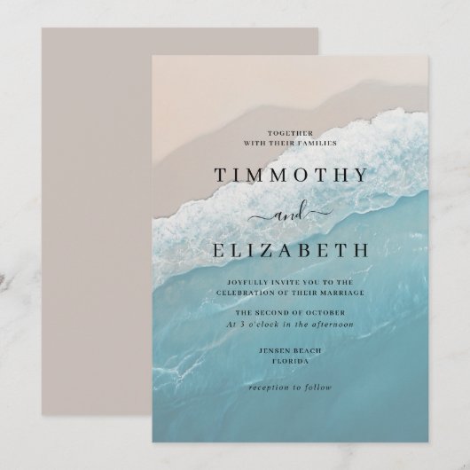 オーシャンサンドビーチウェディング 招待状 (正面/裏面)