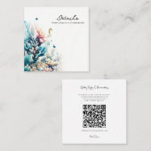 オーシャンスプラッシュコーラルウォーターカラーウェディングの詳細 スクエア名刺 (正面/裏面)