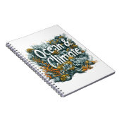 オーシャンズの日 – 海と気候文字とサンゴ ノートブック (右側)