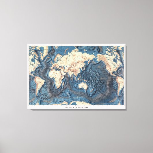オーシャンズの旧世界地図フロア キャンバスプリント (正面)