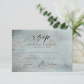 オーシャンティール水彩カリグラフィー結婚式RSVP 出欠カード (スタンド正面)