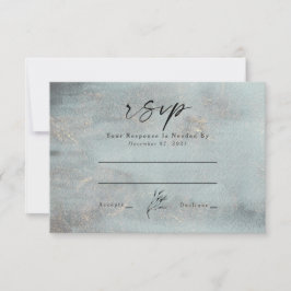 オーシャンティール水彩カリグラフィー結婚式RSVP 出欠カード