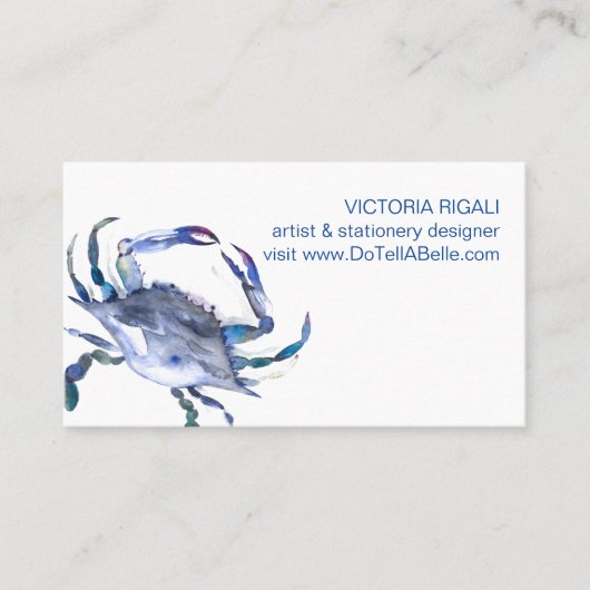 オーシャンテーマブルーカニビーチウォーターカラーコースト 名刺 (正面)