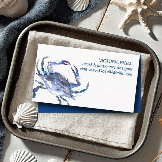 オーシャンテーマブルーカニビーチウォーターカラーコースト 名刺