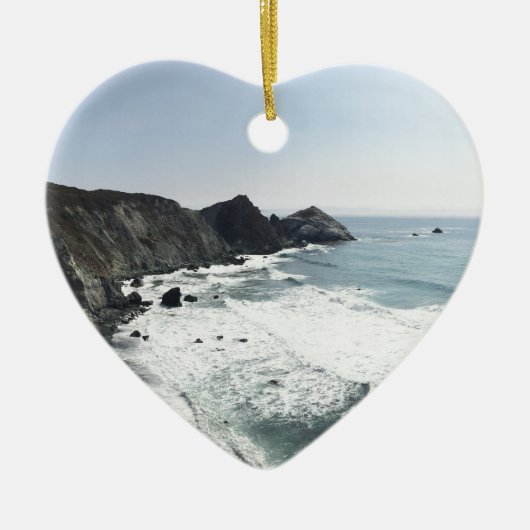 オーシャンビューの太平洋沿岸のハイウェー大きいSur セラミックオーナメント (正面)
