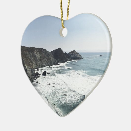 オーシャンビューの太平洋沿岸のハイウェー大きいSur セラミックオーナメント (左)