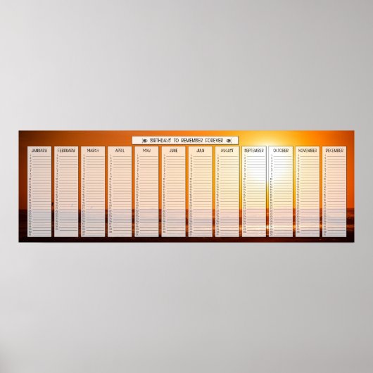 オーシャンビーチのサンライズ誕生日カレンダー ポスター (正面)