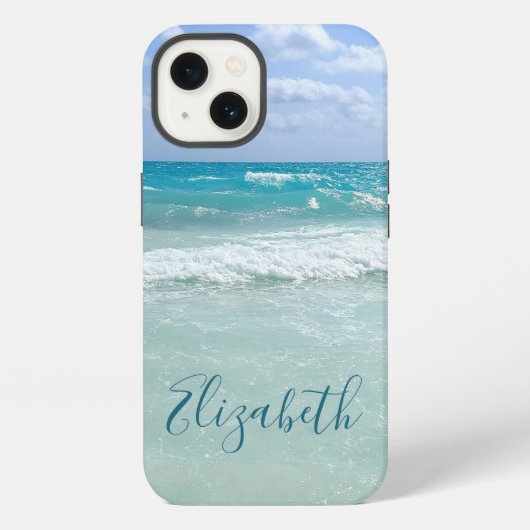 オーシャンビーチの波に名前を追加 iPhoneケース (裏面)