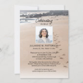 オーシャンビーチの砂の足跡　人生の祝祭 招待状 (正面)