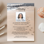オーシャンビーチの砂の足跡　人生の祝祭 招待状