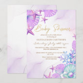 オーシャンビーチベイビーシャワー 男女兼用 招待状 (正面/裏面)