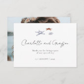 オーシャンビーチ ウォーターカラー コーストウェディング サンキュー サンキューカード (正面/裏面)