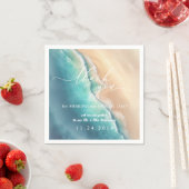 オーシャンビーチ ブルー 水彩 タンクュー スタンダードカクテルナプキン (インサイチュ)