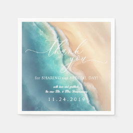 オーシャンビーチ ブルー 水彩 タンクュー スタンダードカクテルナプキン