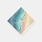 オーシャンビーチ ブルー 水彩 タンクユー スタンダードカクテルナプキン (角)