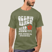 オーシャンビーチ・ワイルドウェーブ1971Tシャツ - レトロサーフスタイル Tシャツ (正面)
