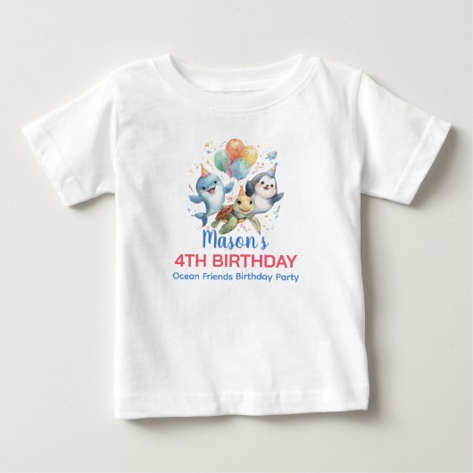 オーシャンフレンズの誕生日Tシャツ ベビーTシャツ (正面)