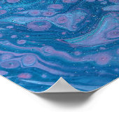 オーシャンブリーズ3 ソフトブルーパープルアブストラクトアートプリント ポスター (角)