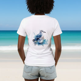 オーシャンブリーズ: 水彩カモメ トライブレンドTシャツ