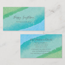 オーシャンブルーおよび緑のモダンの水彩画