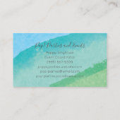 オーシャンブルーおよび緑のモダンの水彩画 名刺 (裏面)