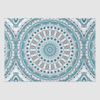 オーシャンブルーとホワイトの航海用マンダラデザイン 薄葉紙