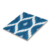 オーシャンブルーのイカットのモダンな民族の幾何学的なプリント タイル (側面)