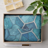 オーシャンブルーのモザイクパターン - 不規則な多角形 薄葉紙 (ギフト)