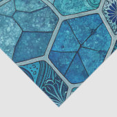 オーシャンブルーのモザイクパターン - 不規則な多角形 薄葉紙 (詳細)