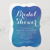 オーシャンブルーの水彩画のブライダルシャワーの招待状 招待状 (正面/裏面)
