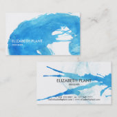 オーシャンブルーの水彩画の(ばちゃばちゃ)跳ねる 名刺 (正面/裏面)