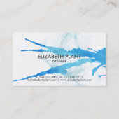 オーシャンブルーの水彩画の(ばちゃばちゃ)跳ねる 名刺 (裏面)