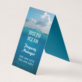 オーシャンブルーの背景のスタンド式名刺 名刺