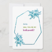 オーシャンブルーの花柄のブライズメイド招待状カード 招待状 (正面)