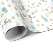 オーシャンブルーの金ゴールドの砂の点 ラッピングペーパー (ロールコーナー)