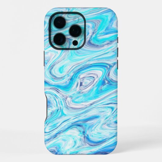 オーシャンブルーウェーブ大理石テクスチャ抽象的な液体 iPhoneケース (裏面)