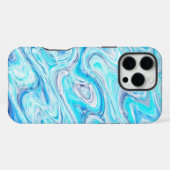 オーシャンブルーウェーブ大理石テクスチャ抽象的な液体 iPhoneケース (裏面横)