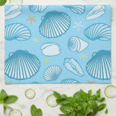 オーシャンブルーパターン キッチンタオル (折り畳み)