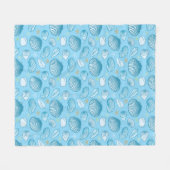 オーシャンブルーパターン フリースブランケット (正面(横))