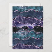 オーシャンブルーパープルアゲート大理石アーチムスリムウェディング 招待状 (裏面)