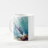 オーシャンブルーホエールと海岸の詩 コーヒーマグカップ (正面左)