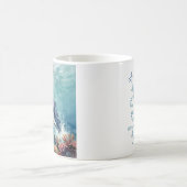 オーシャンブルーホエールと海岸の詩 コーヒーマグカップ (中央)