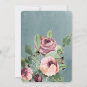 オーシャンブルーマルサラ フラワール エレガント 洗礼 招待状 (裏面)