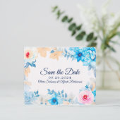 オーシャンブルー水彩フラワー Save the Date (スタンド正面)