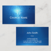 オーシャンブルー神聖な十字の軽い教会名刺 名刺 (正面/裏面)