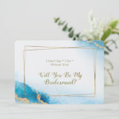 オーシャンブルー ゴールド アゲート あなたにブライズメイドをお願いする招待状 招待状 (スタンド正面)