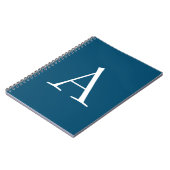 オーシャンブルー プレーン エレガント モダン モノグラム イニシャル ノートブック (左側)