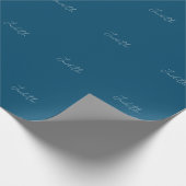 オーシャンブルー プロフェッショナル カリグラフィー 名前を追加 ラッピングペーパー (角)